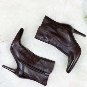 Nine West “Glamo” leather ankle boots, dark brown